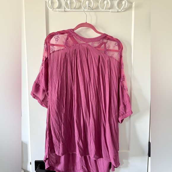 Free People Pink Lace Detail Tunic Top - Picture 3 of 3